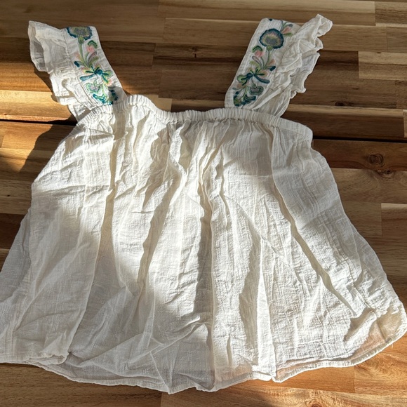 Madewell Tops - Madewell White Blouse with Embroidered Ruffle Straps